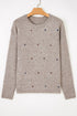 Textured Dotted Knit Drop Shoulder Pullover Sweater