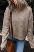 Textured Dotted Knit Drop Shoulder Pullover Sweater