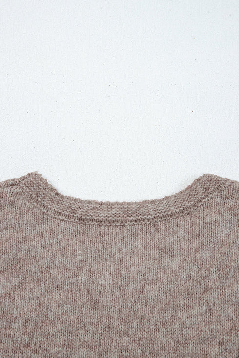 Textured Dotted Knit Drop Shoulder Pullover Sweater