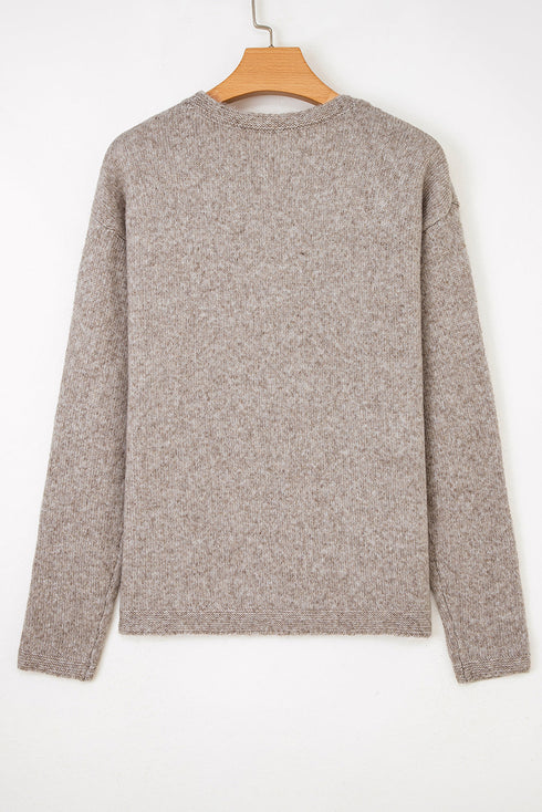 Textured Dotted Knit Drop Shoulder Pullover Sweater