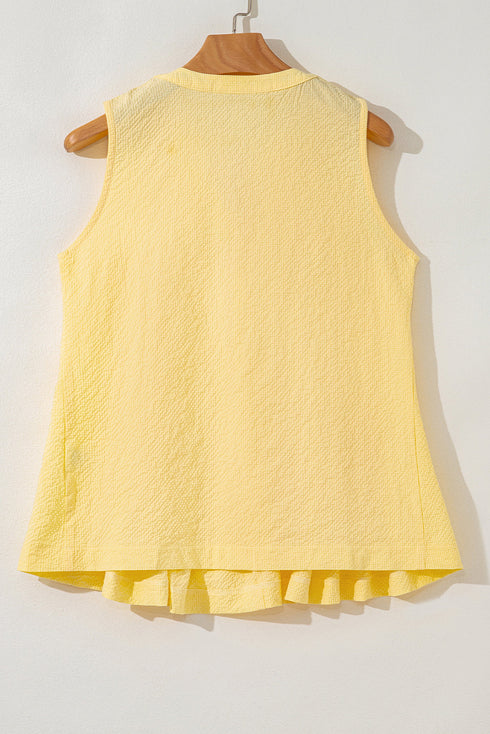 Textured Double Tie Front Sleeveless Swing Top