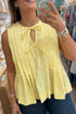 Textured Double Tie Front Sleeveless Swing Top