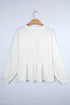Textured Drop Shoulder Crew Neck Peplum Hem Top