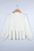 Textured Drop Shoulder Crew Neck Peplum Hem Top