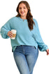 Textured Drop Shoulder Knit Long Sleeve Top