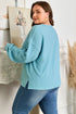 Textured Drop Shoulder Knit Long Sleeve Top