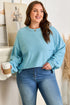 Textured Drop Shoulder Knit Long Sleeve Top
