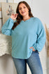 Textured Drop Shoulder Knit Long Sleeve Top