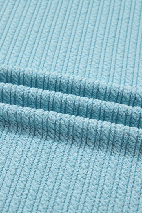 Textured Drop Shoulder Relaxed Knit Long Sleeve Top