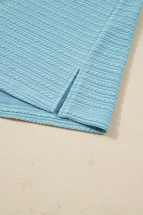 Textured Drop Shoulder Relaxed Knit Long Sleeve Top