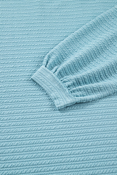 Textured Drop Shoulder Relaxed Knit Long Sleeve Top