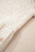 Textured Embroidered Flower Smocked Bust Puff Sleeve Mini Dress