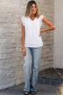 Textured Embroidered Ruffle Trim Flutter Sleeve Blouse