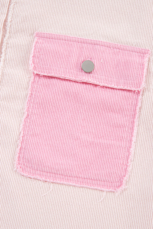 Textured Exposed Seam Patchwork Cotton Corduroy Jacket