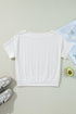 Textured Eyelet Boat Neck Short Sleeve Tee