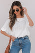 Textured Eyelet Boat Neck Short Sleeve Tee