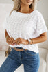 Textured Eyelet Boat Neck Short Sleeve Tee