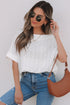 Textured Eyelet Boat Neck Short Sleeve Tee