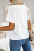 Textured Eyelet Boat Neck Short Sleeve Tee