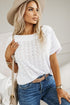 Textured Eyelet Boat Neck Short Sleeve Tee