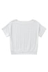 Textured Eyelet Boat Neck Short Sleeve Tee
