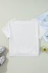 Textured Eyelet Boat Neck Short Sleeve Tee