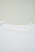 Textured Eyelet Boat Neck Short Sleeve Tee