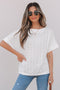 Textured Eyelet Boat Neck Short Sleeve Tee