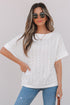 Textured Eyelet Boat Neck Short Sleeve Tee
