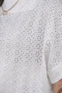 Textured Eyelet Boat Neck Short Sleeve Tee
