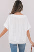 Textured Eyelet Boat Neck Short Sleeve Tee