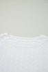 Textured Eyelet Boat Neck Short Sleeve Tee