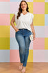 Textured Eyelet Crochet Spliced Short Sleeve Tee