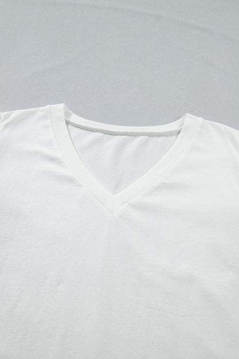 Textured Eyelet Crochet Spliced Short Sleeve Tee