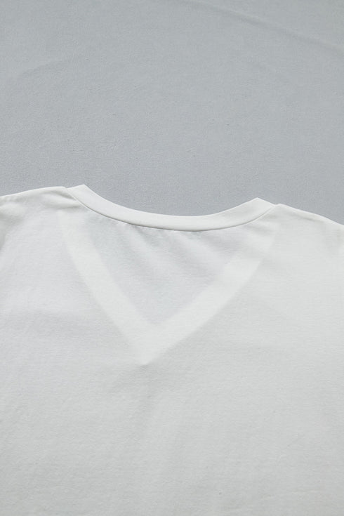 Textured Eyelet Crochet Spliced Short Sleeve Tee