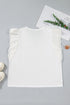 Textured Eyelet Crochet Spliced Short Sleeve Tee