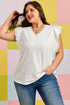 Textured Eyelet Crochet Spliced Short Sleeve Tee