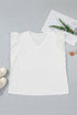 Textured Eyelet Crochet Spliced Short Sleeve Tee