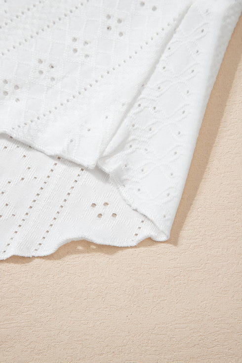 Textured Eyelet Lace Trim V Neck Tank