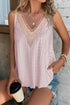Textured Eyelet Lace Trim V Neck Tank