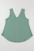 Textured Eyelet Lace Trim V Neck Tank