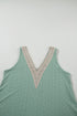 Textured Eyelet Lace Trim V Neck Tank