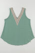 Textured Eyelet Lace Trim V Neck Tank
