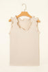 Textured Fabric Ruffle Trim V Neck Sleeveless Tank Top