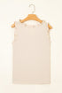 Textured Fabric Ruffle Trim V Neck Sleeveless Tank Top