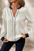 Textured Fabric V Neck Long Sleeve Blouse