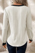 Textured Fabric V Neck Long Sleeve Blouse