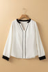 Textured Fabric V Neck Long Sleeve Blouse