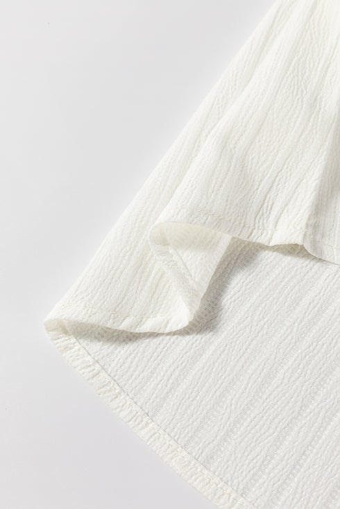 Textured Fabric V Neck Long Sleeve Blouse