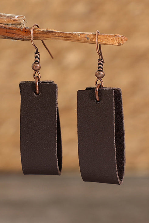Textured Faux Leather Circular Disc Drop Earrings